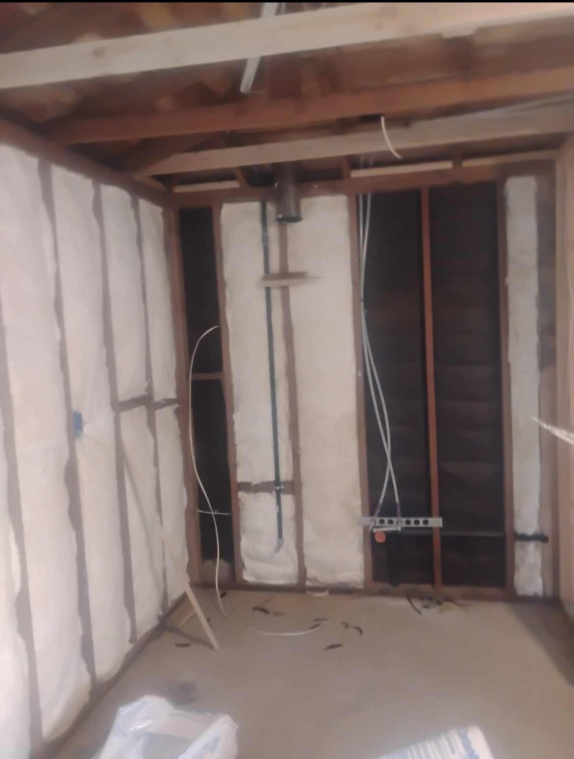Insulated room with plumbing and gas rough-in